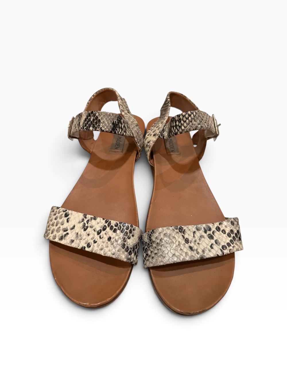 Steve Madden Aida Snake Print Leather Flatform Sandals Size 9M